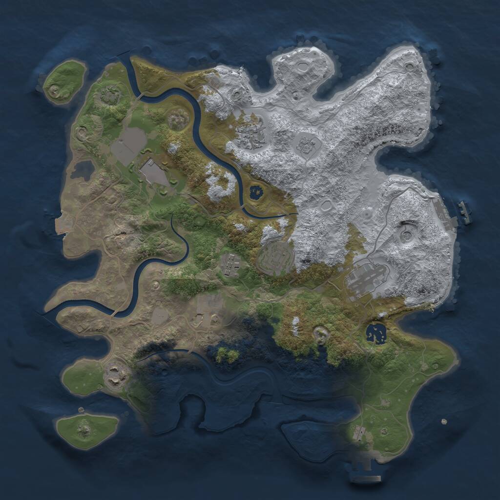 Rust Map: Procedural Map, Size: 3500, Seed: 3709137, 14 Monuments
