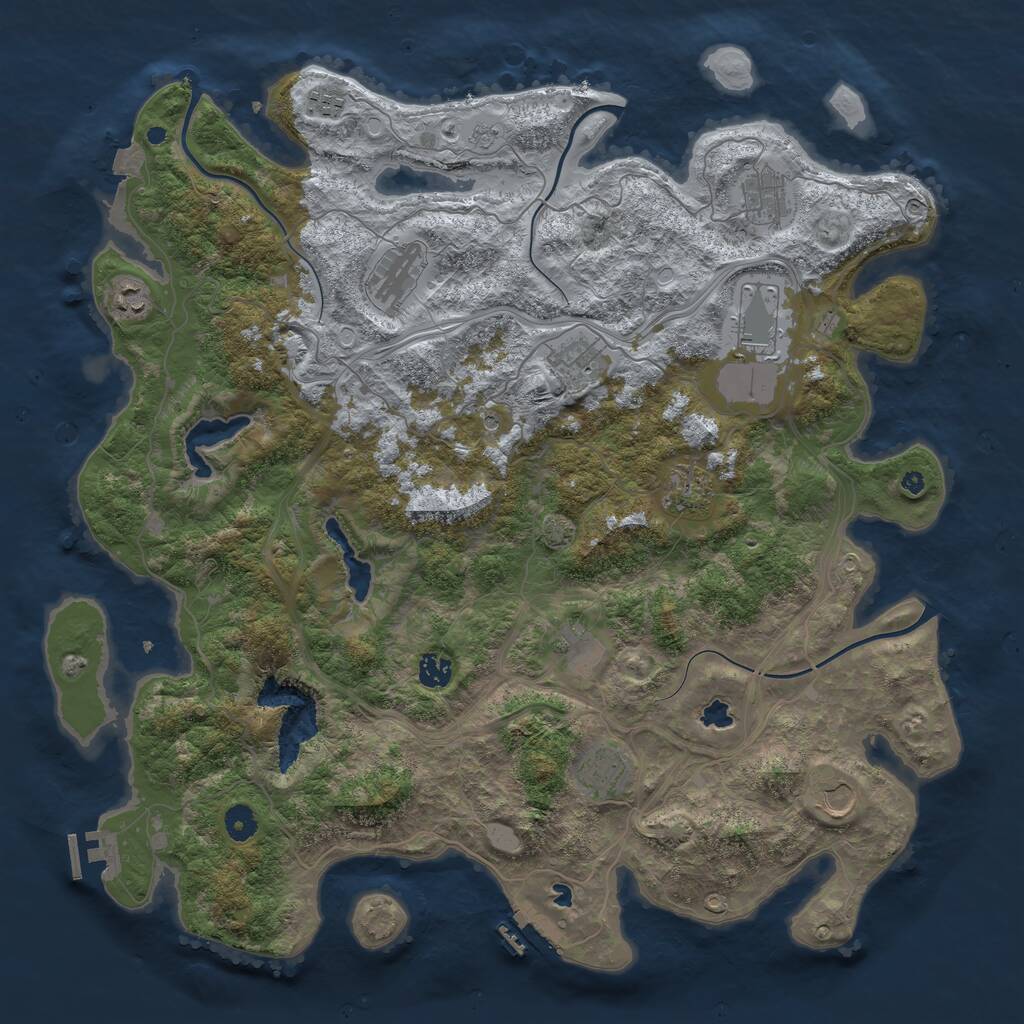 Rust Map: Procedural Map, Size: 4500, Seed: 906150131, 17 Monuments