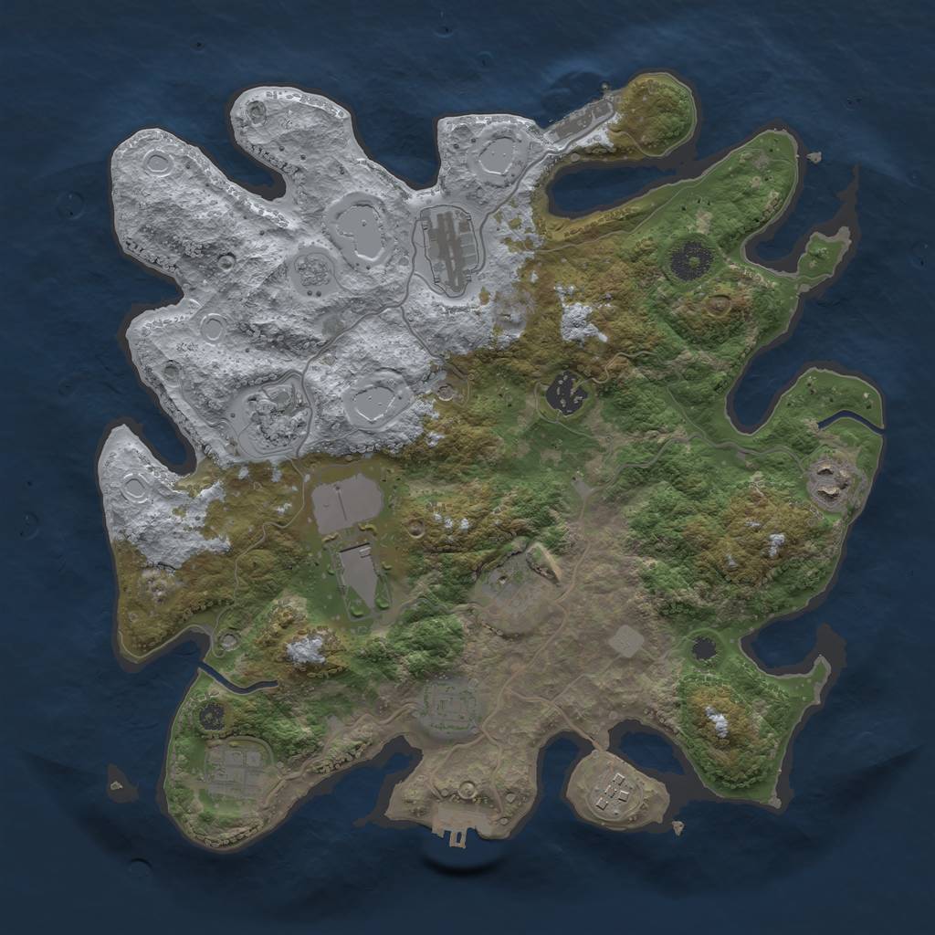 Rust Map: Procedural Map, Size: 3500, Seed: 11856276, 16 Monuments