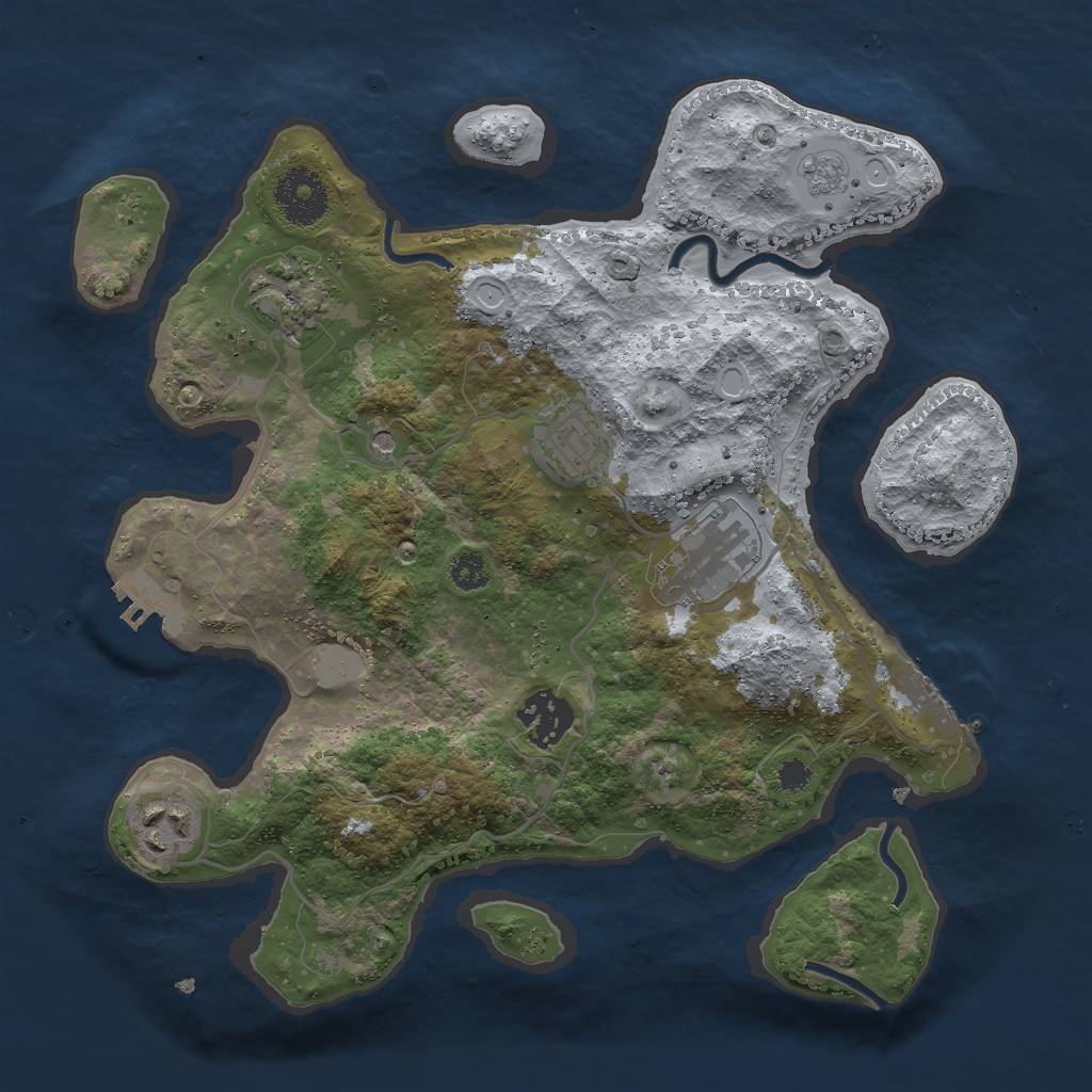 Rust Map: Procedural Map, Size: 3000, Seed: 23453, 12 Monuments