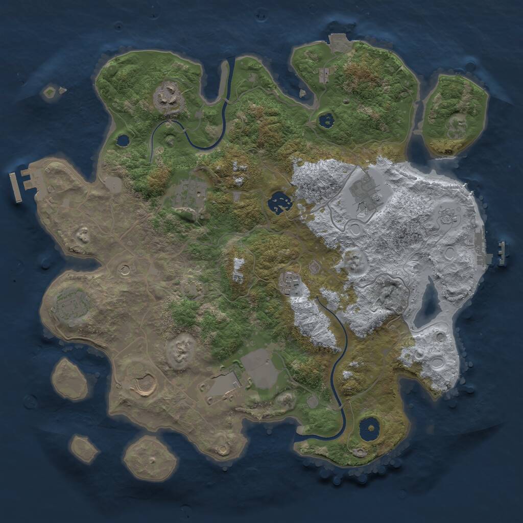 Rust Map: Procedural Map, Size: 3500, Seed: 1860502357, 14 Monuments