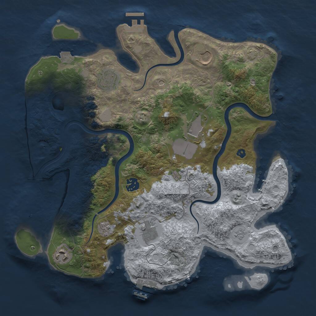 Rust Map: Procedural Map, Size: 3500, Seed: 5814608, 13 Monuments