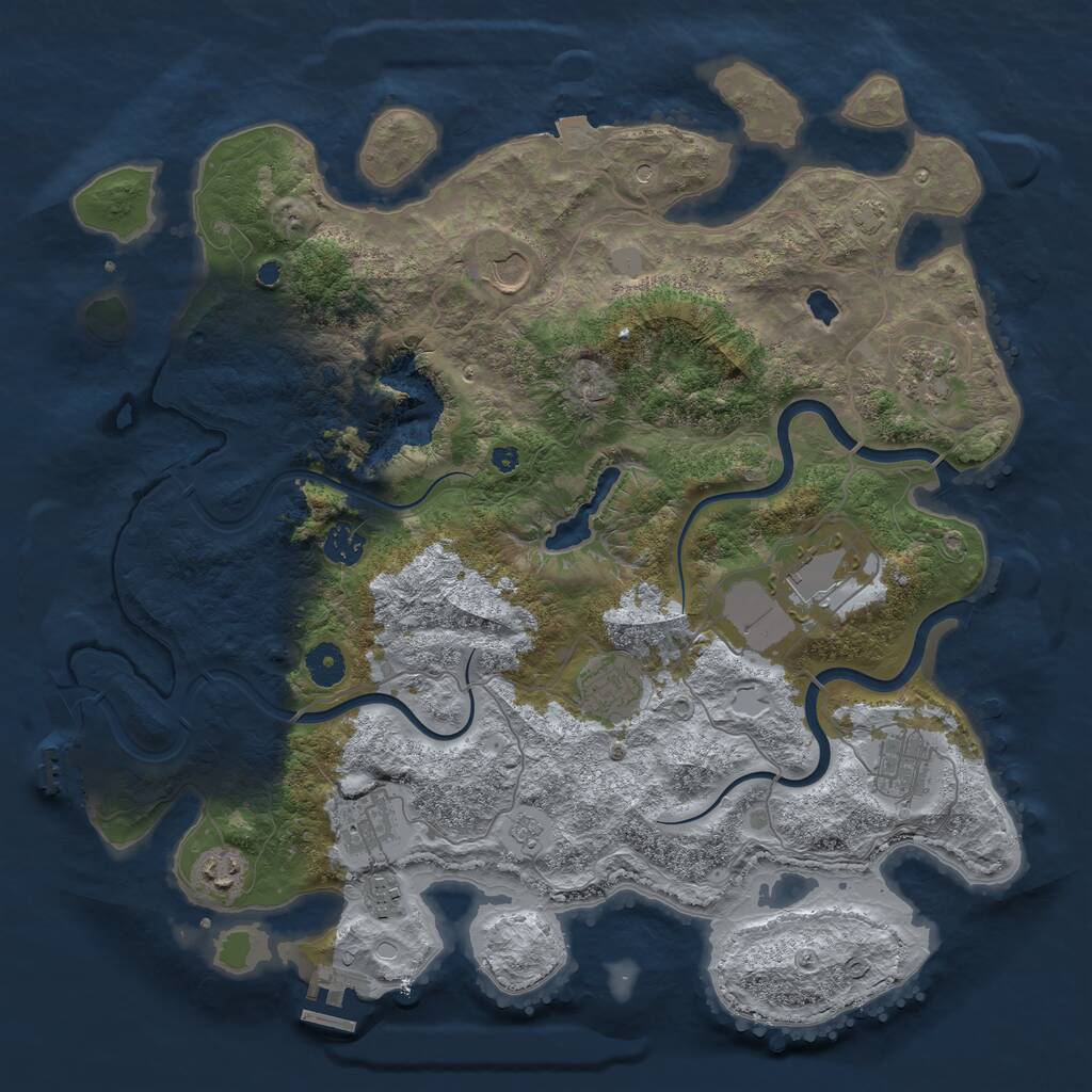 Rust Map: Procedural Map, Size: 4000, Seed: 888432237, 15 Monuments