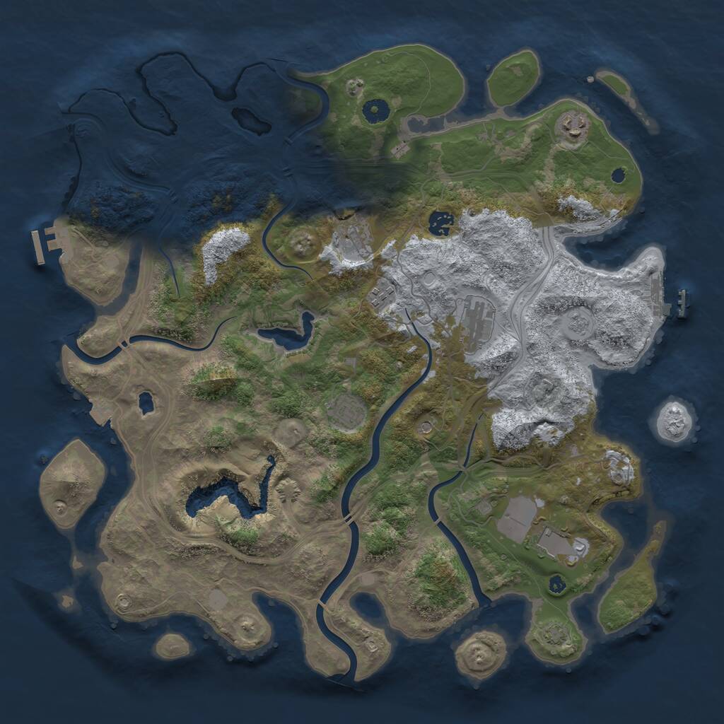 Rust Map: Procedural Map, Size: 4250, Seed: 1033576267, 13 Monuments
