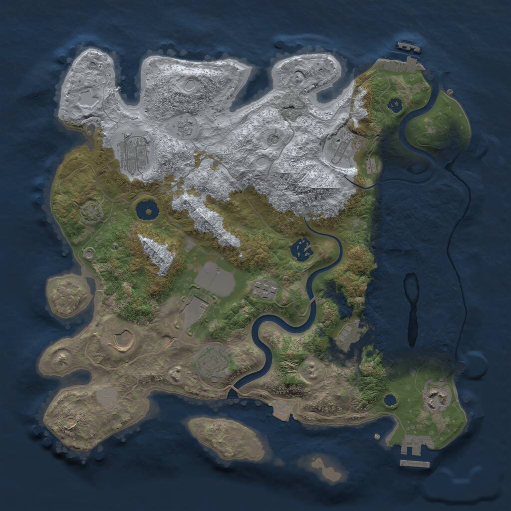 Rust Map: Procedural Map, Size: 3500, Seed: 1710665305, 15 Monuments