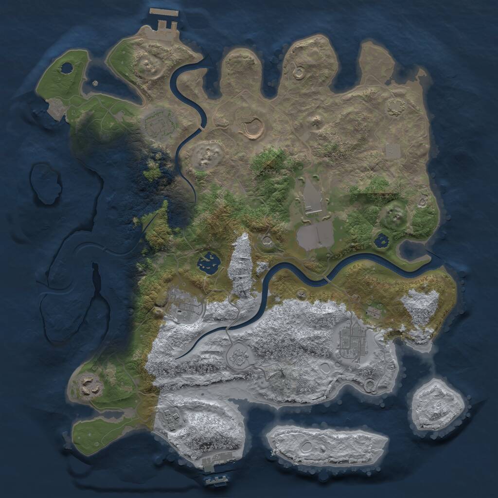 Rust Map: Procedural Map, Size: 3500, Seed: 25075731, 14 Monuments