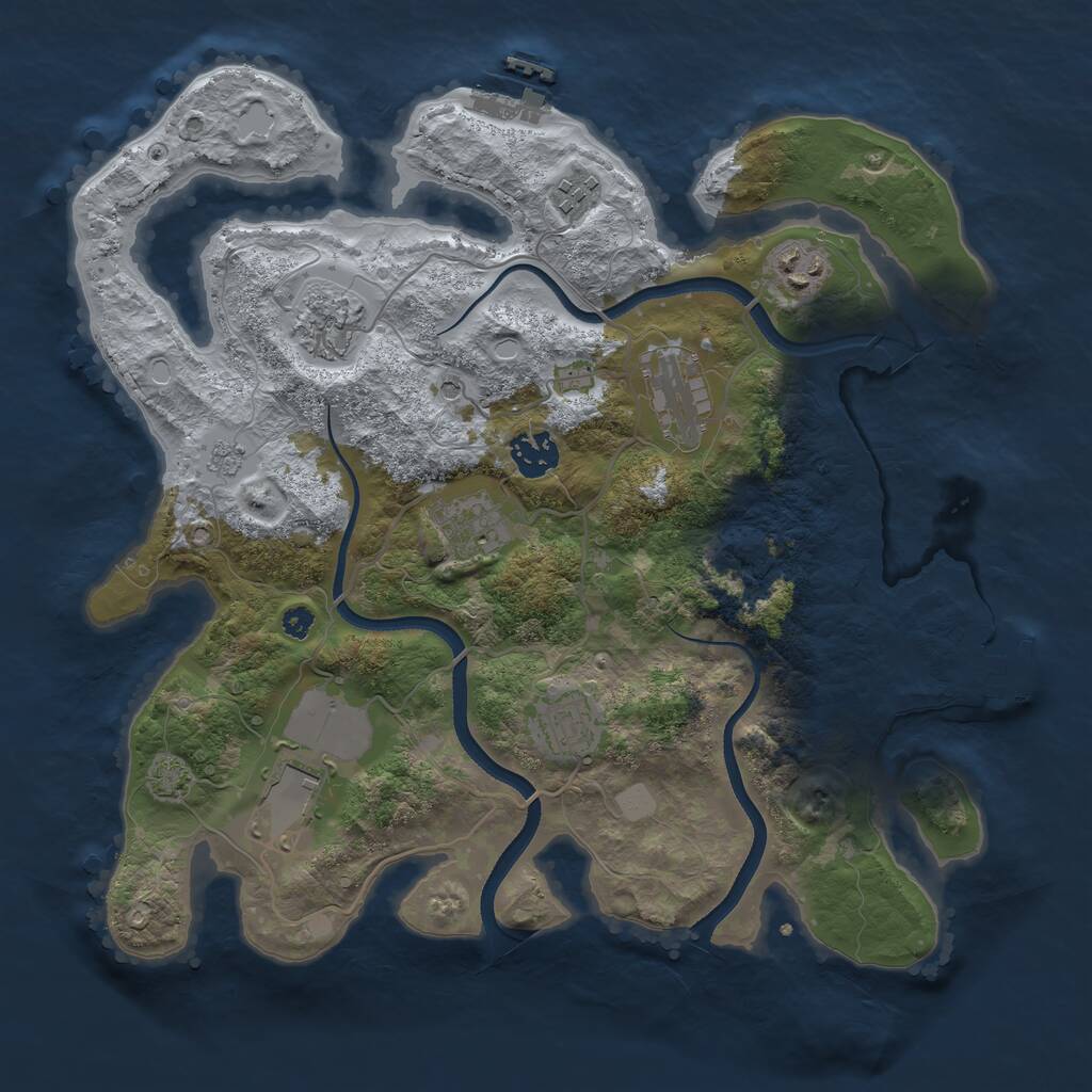 Rust Map: Procedural Map, Size: 3500, Seed: 42375543, 14 Monuments