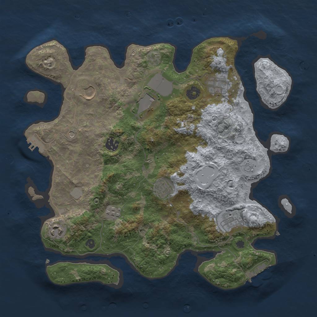 Rust Map: Procedural Map, Size: 3500, Seed: 34011888, 15 Monuments