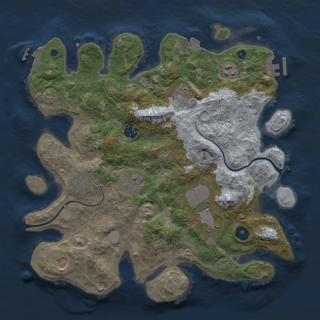 Rust Map: Procedural Map, Size: 3500, Seed: 5928632, 14 Monuments