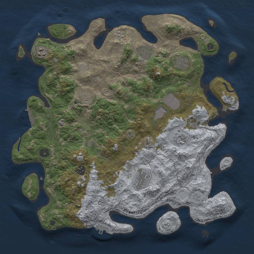Rust Map: Procedural Map, Size: 4000, Seed: 641231896, 16 Monuments