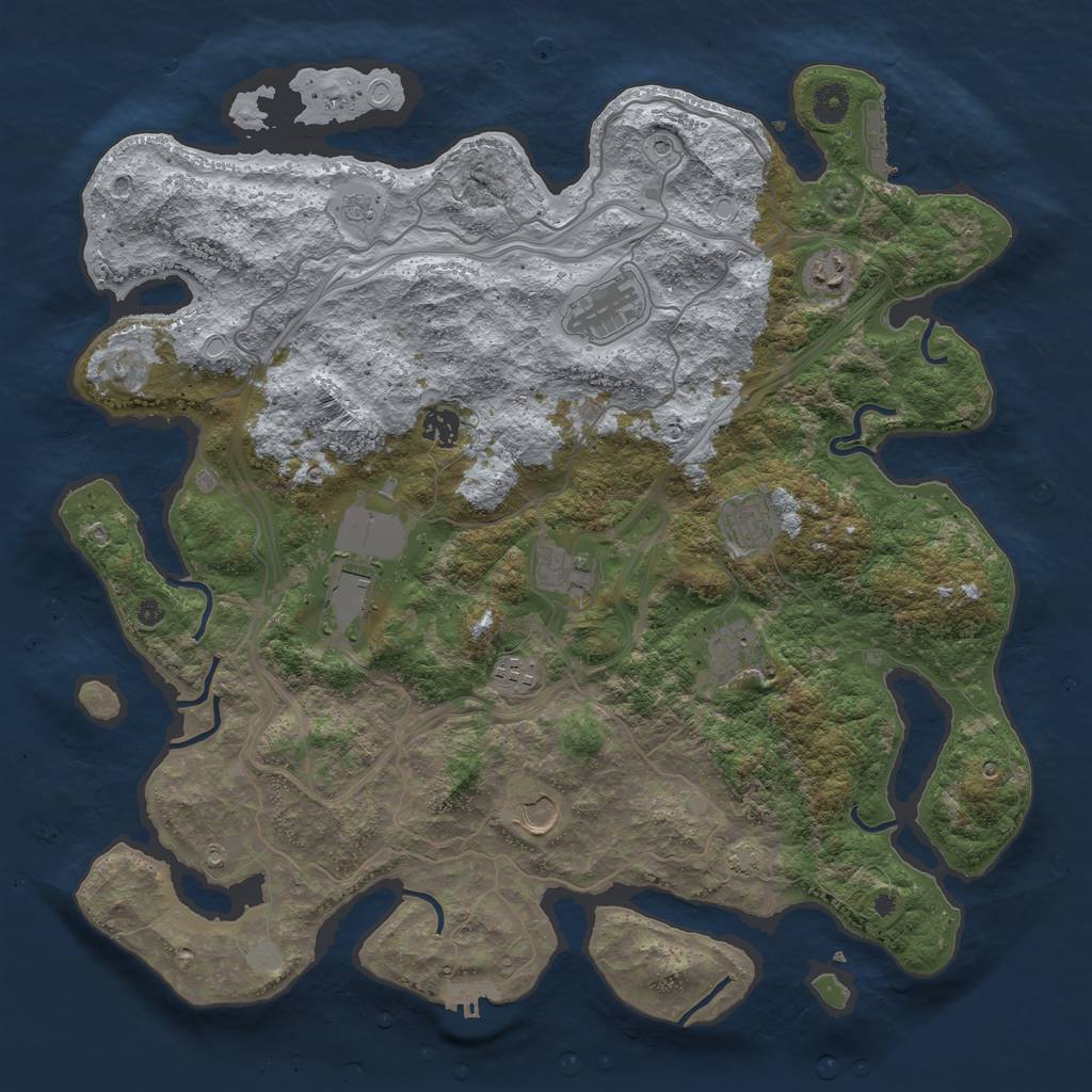 Rust Map: Procedural Map, Size: 4250, Seed: 518661053, 17 Monuments