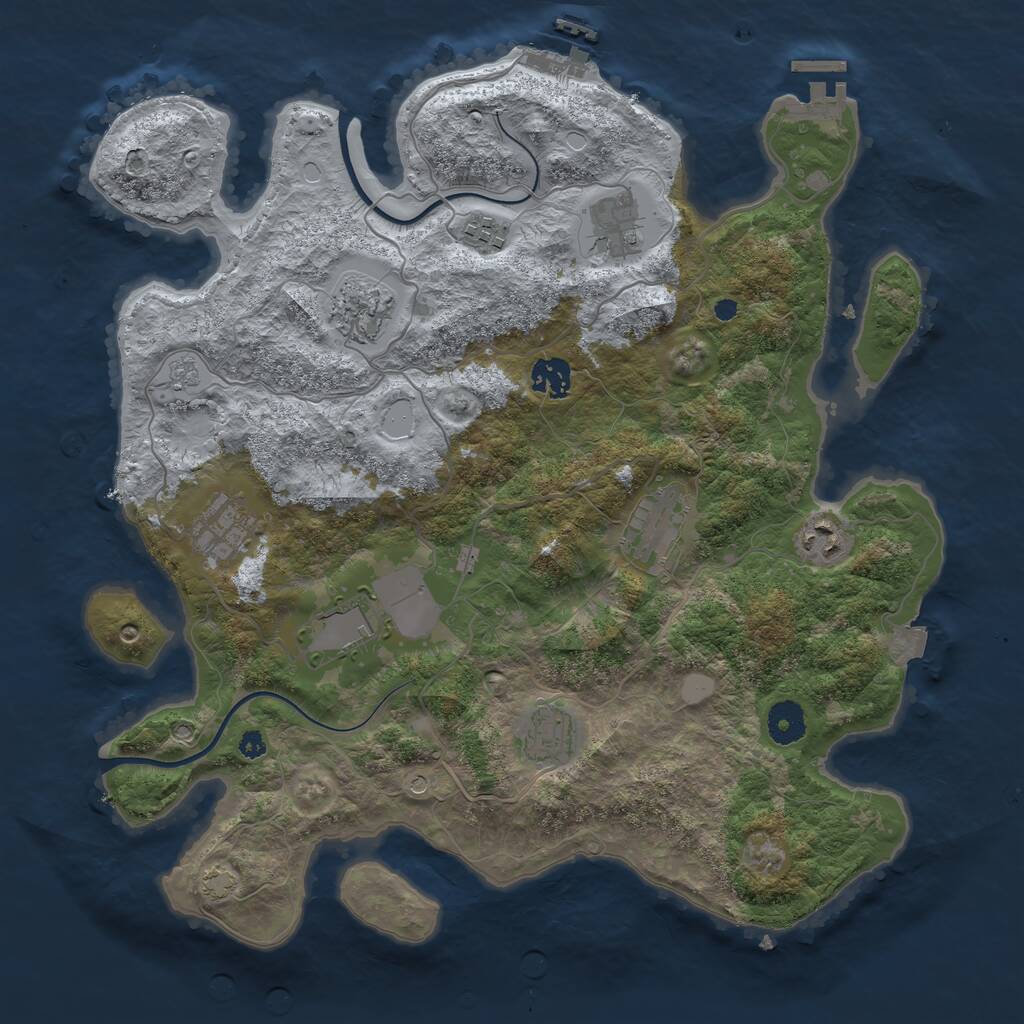 Rust Map: Procedural Map, Size: 3750, Seed: 75447291, 15 Monuments