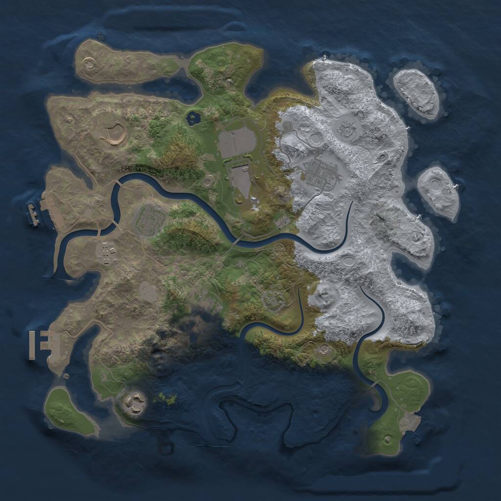 Rust Map: Procedural Map, Size: 3500, Seed: 1801211022, 13 Monuments