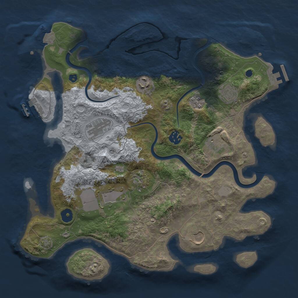 Rust Map: Procedural Map, Size: 3500, Seed: 177920335, 14 Monuments