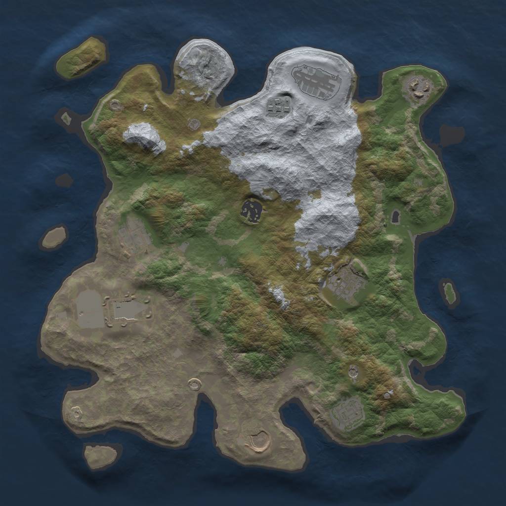 Rust Map: Barren, Size: 3500, Seed: 1175020393, 12 Monuments