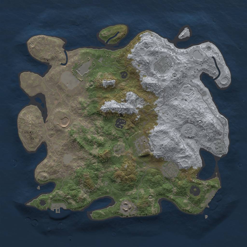 Rust Map: Procedural Map, Size: 3500, Seed: 7962150, 15 Monuments