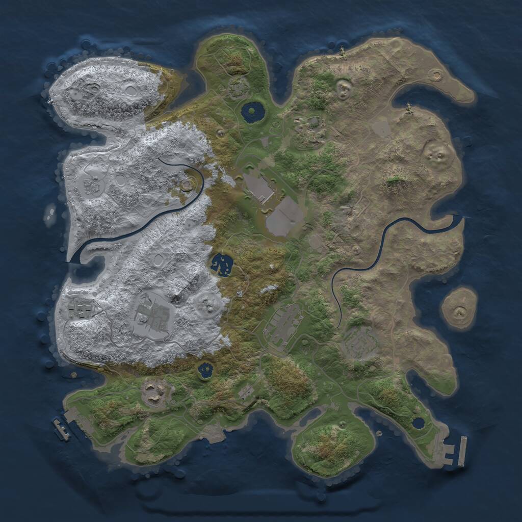 Rust Map: Procedural Map, Size: 3500, Seed: 1910311818, 13 Monuments