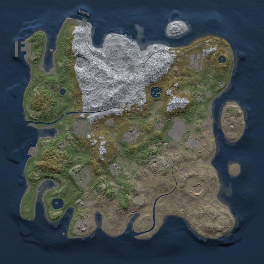 Rust Map: Procedural Map, Size: 3500, Seed: 62567748, 15 Monuments