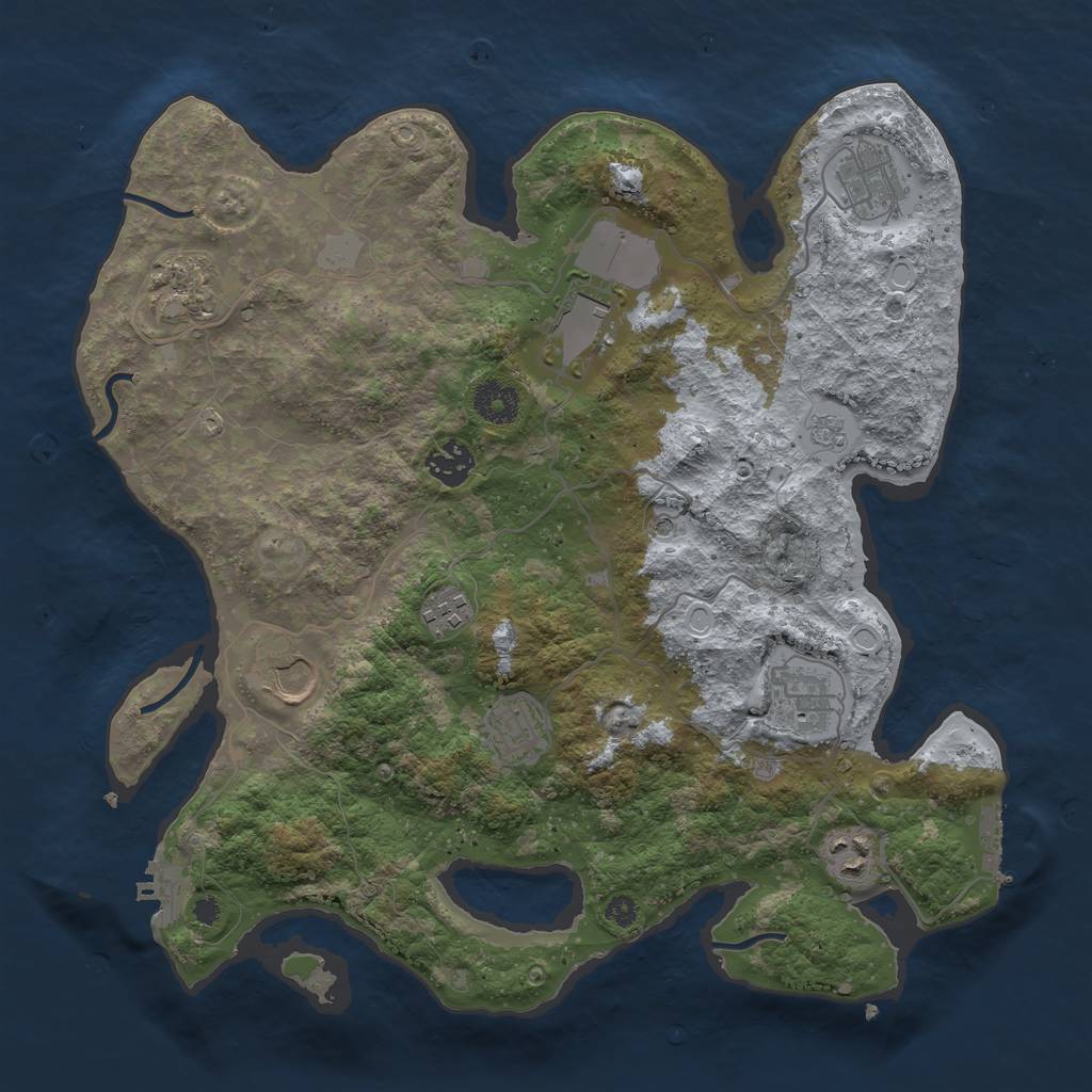 Rust Map: Procedural Map, Size: 3600, Seed: 1116174945, 16 Monuments