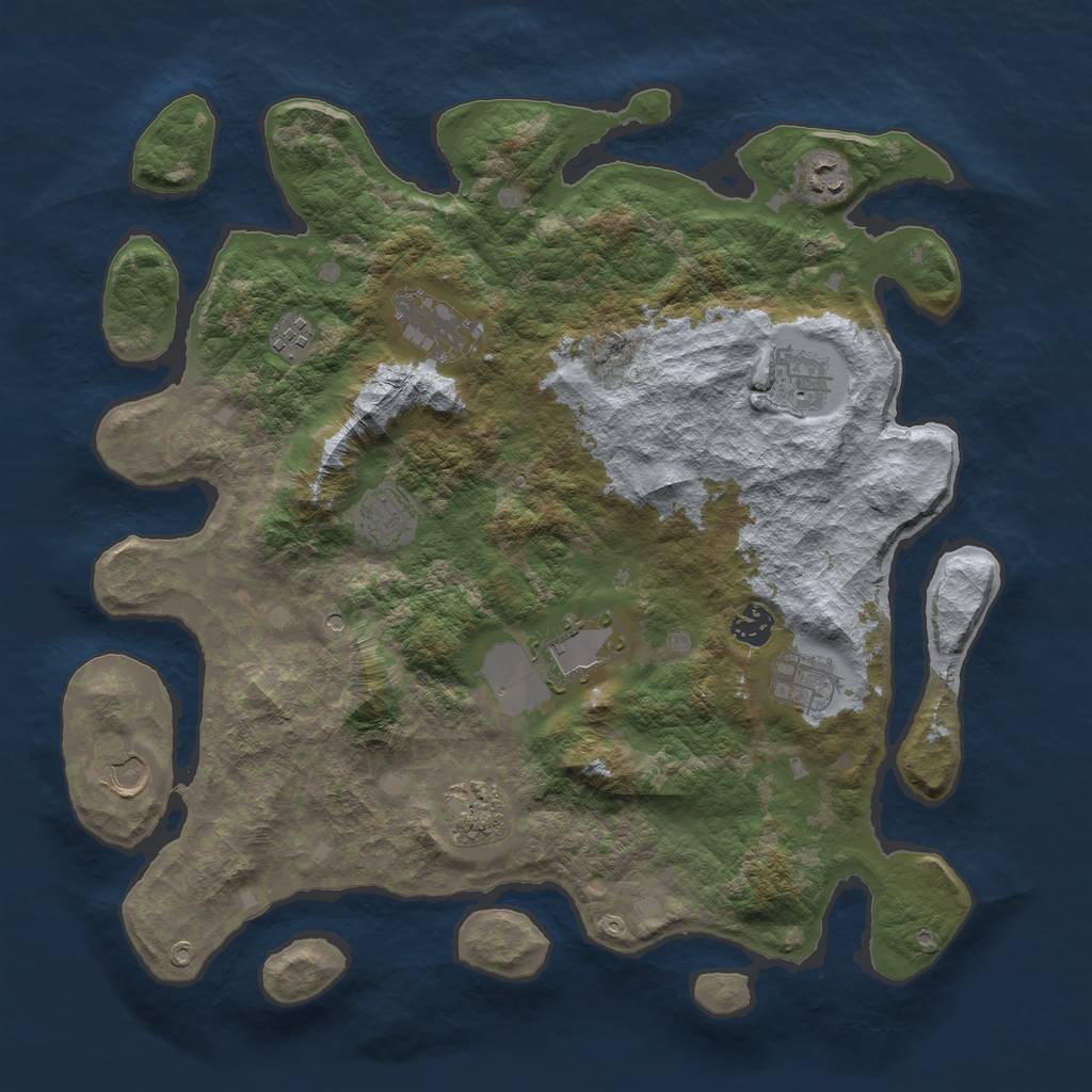 Rust Map: Barren, Size: 4000, Seed: 1486328118, 13 Monuments