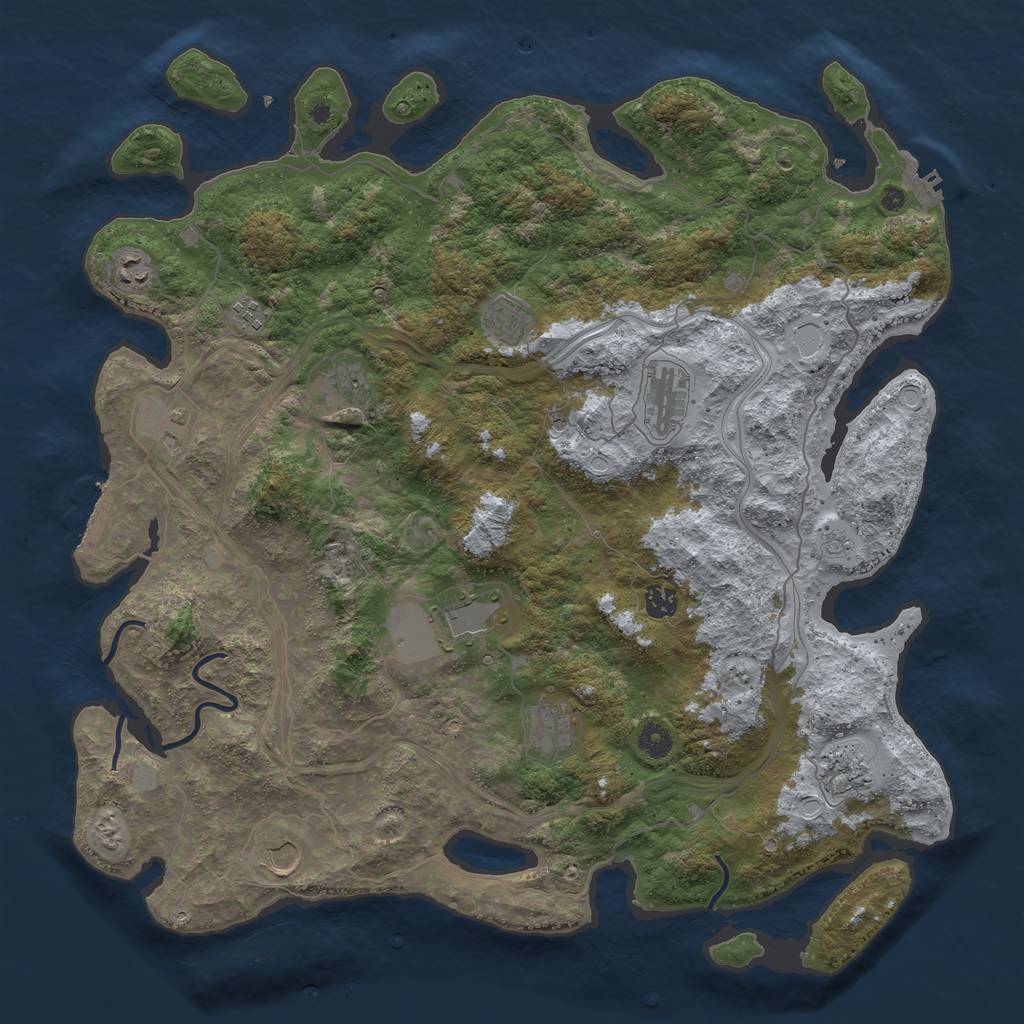 Rust Map: Procedural Map, Size: 4500, Seed: 71649740, 18 Monuments