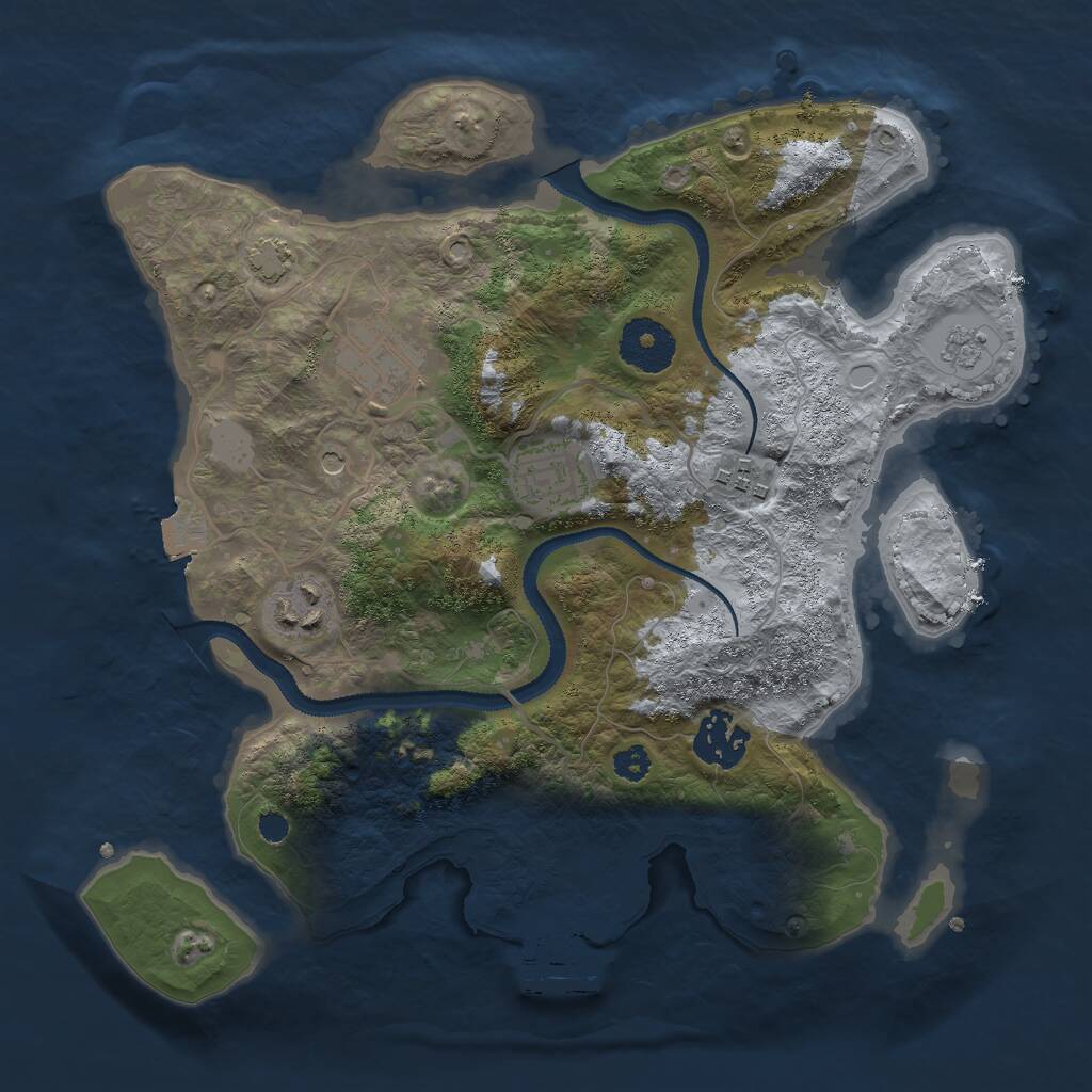 Rust Map: Procedural Map, Size: 3000, Seed: 1476242476, 10 Monuments