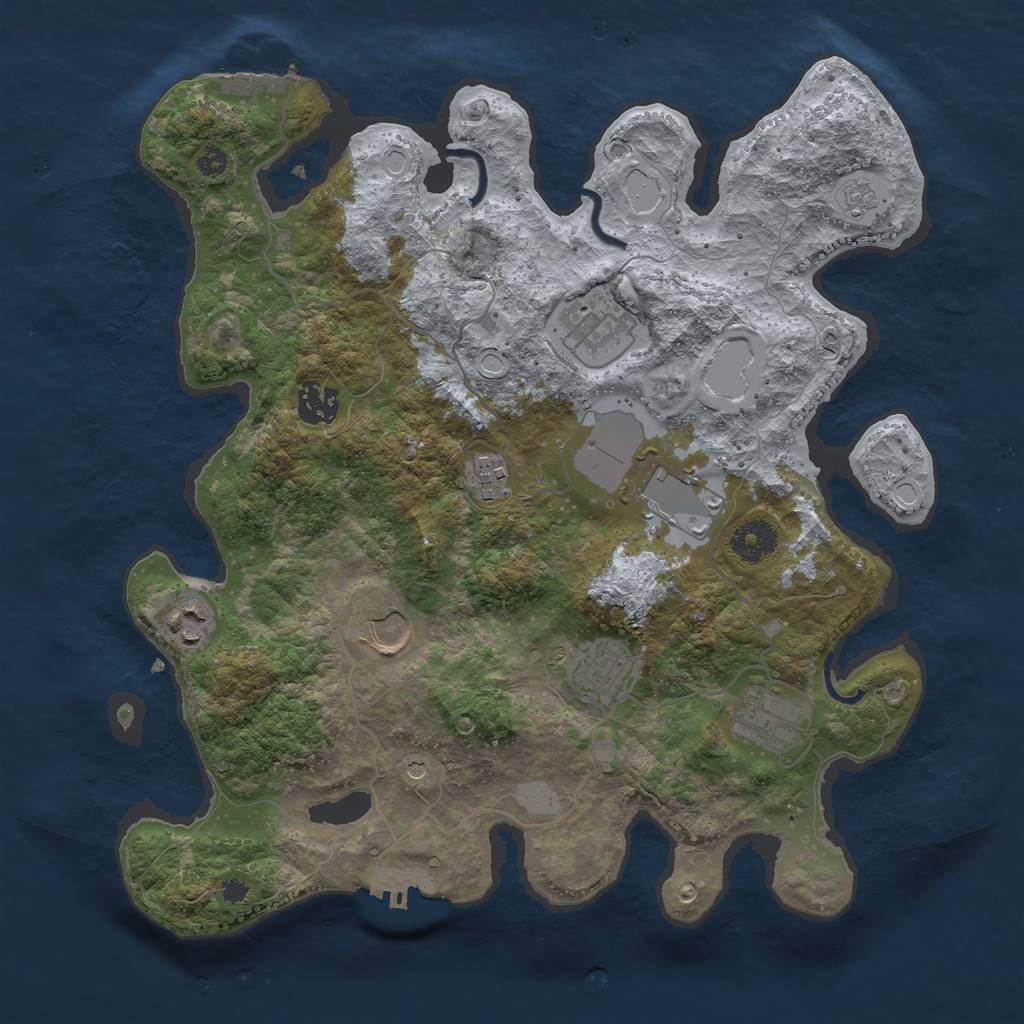 Rust Map: Procedural Map, Size: 3500, Seed: 2539539, 15 Monuments