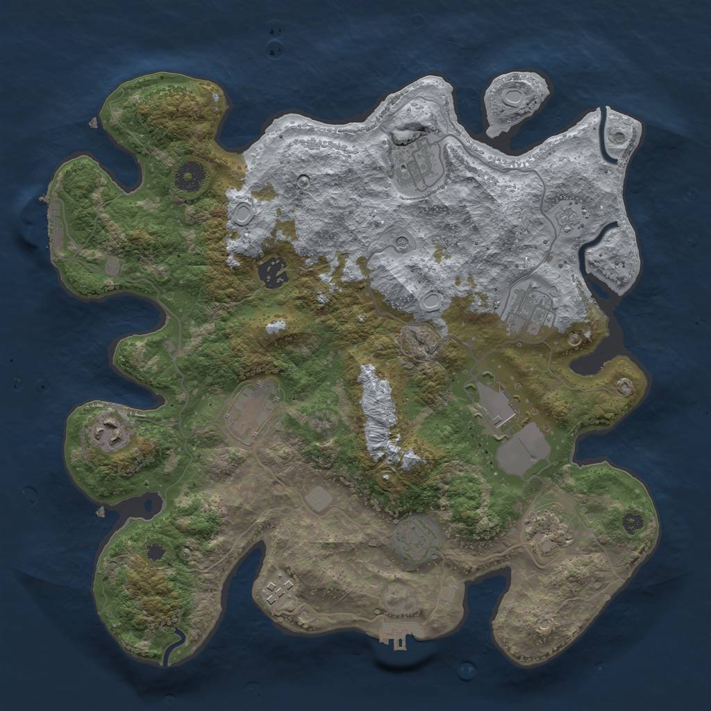 Rust Map: Procedural Map, Size: 3500, Seed: 1274937841, 16 Monuments