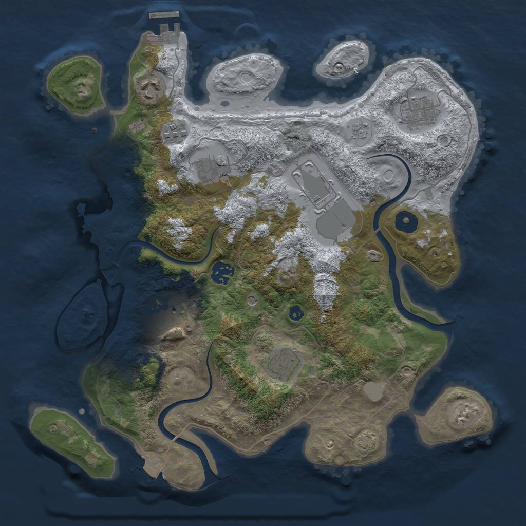Rust Map: Procedural Map, Size: 3500, Seed: 238354191, 13 Monuments