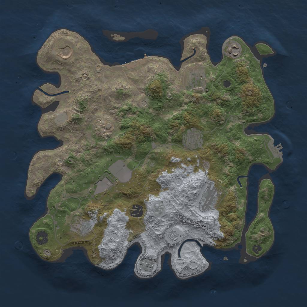 Rust Map: Procedural Map, Size: 3500, Seed: 1388685095, 17 Monuments