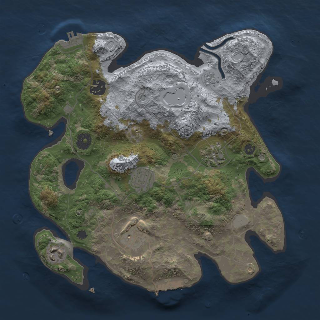 Rust Map: Procedural Map, Size: 3000, Seed: 1272498746, 12 Monuments
