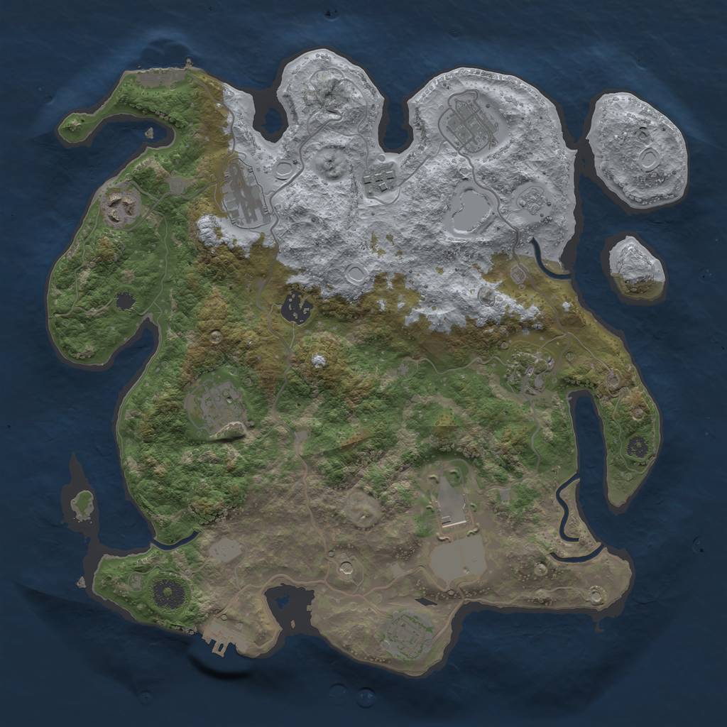 Rust Map: Procedural Map, Size: 3500, Seed: 172496348, 16 Monuments