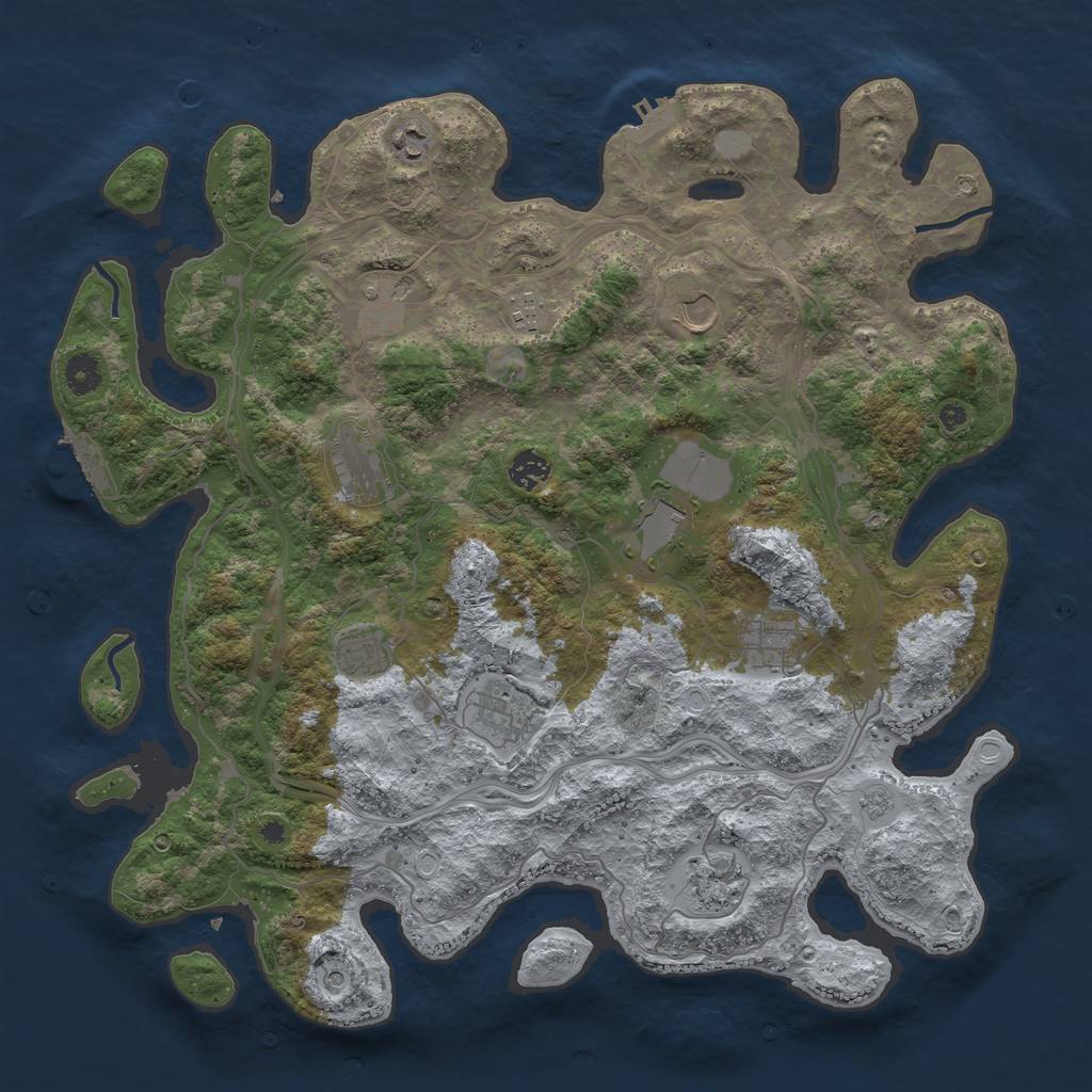 Rust Map: Procedural Map, Size: 4250, Seed: 442180637, 18 Monuments
