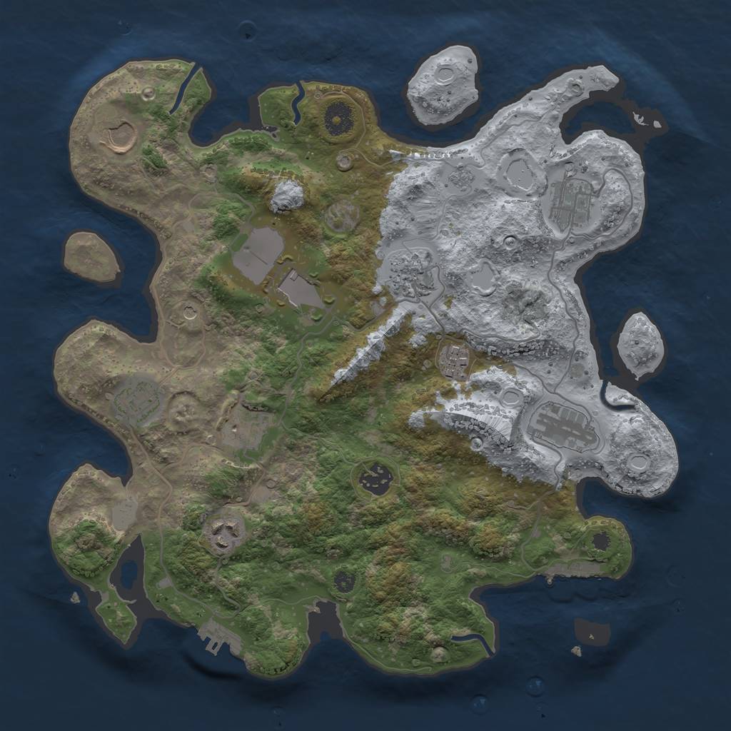 Rust Map: Procedural Map, Size: 3500, Seed: 1405140245, 17 Monuments