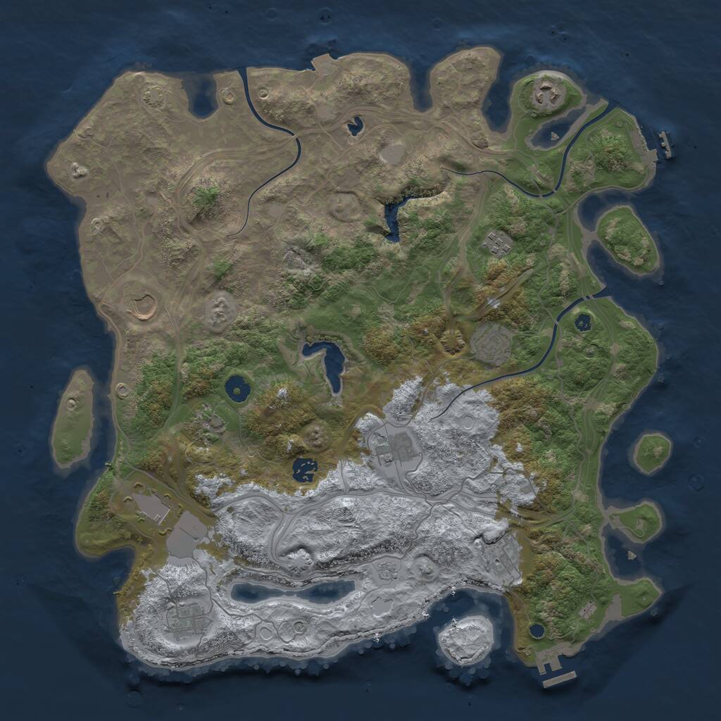 Rust Map: Procedural Map, Size: 4250, Seed: 745112587, 16 Monuments
