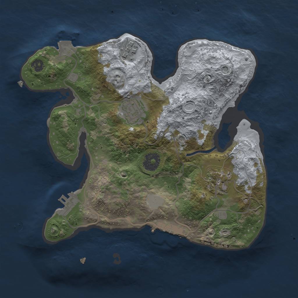 Rust Map: Procedural Map, Size: 2500, Seed: 755367243, 8 Monuments