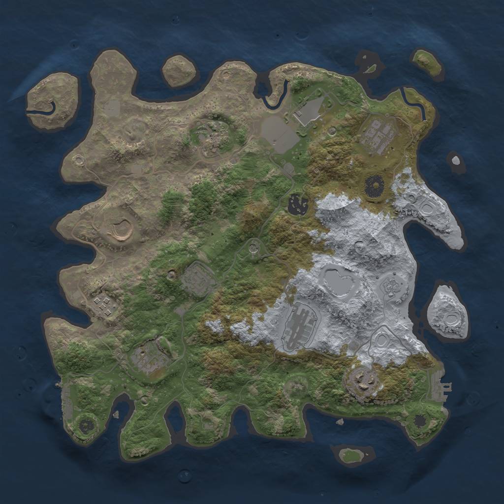 Rust Map: Procedural Map, Size: 3500, Seed: 503571201, 17 Monuments
