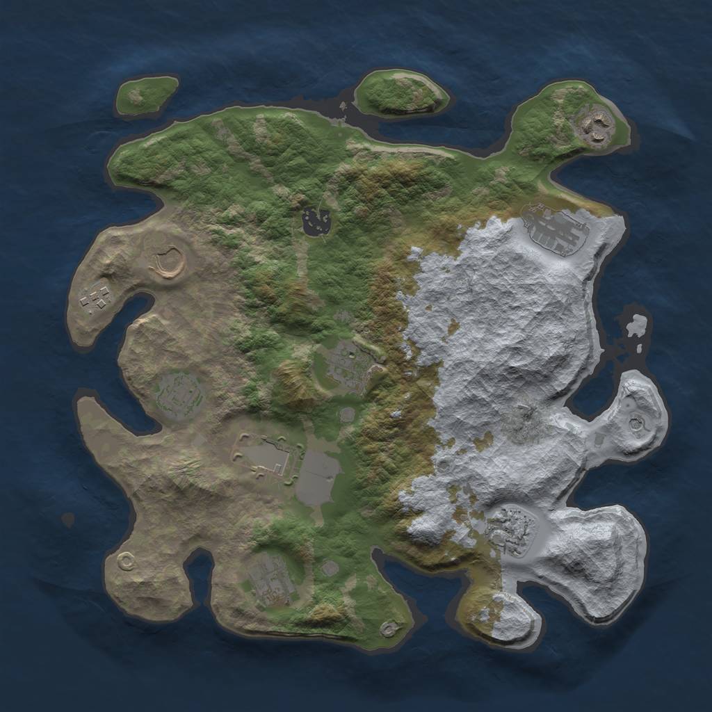 Rust Map: Barren, Size: 3500, Seed: 1573241395, 13 Monuments