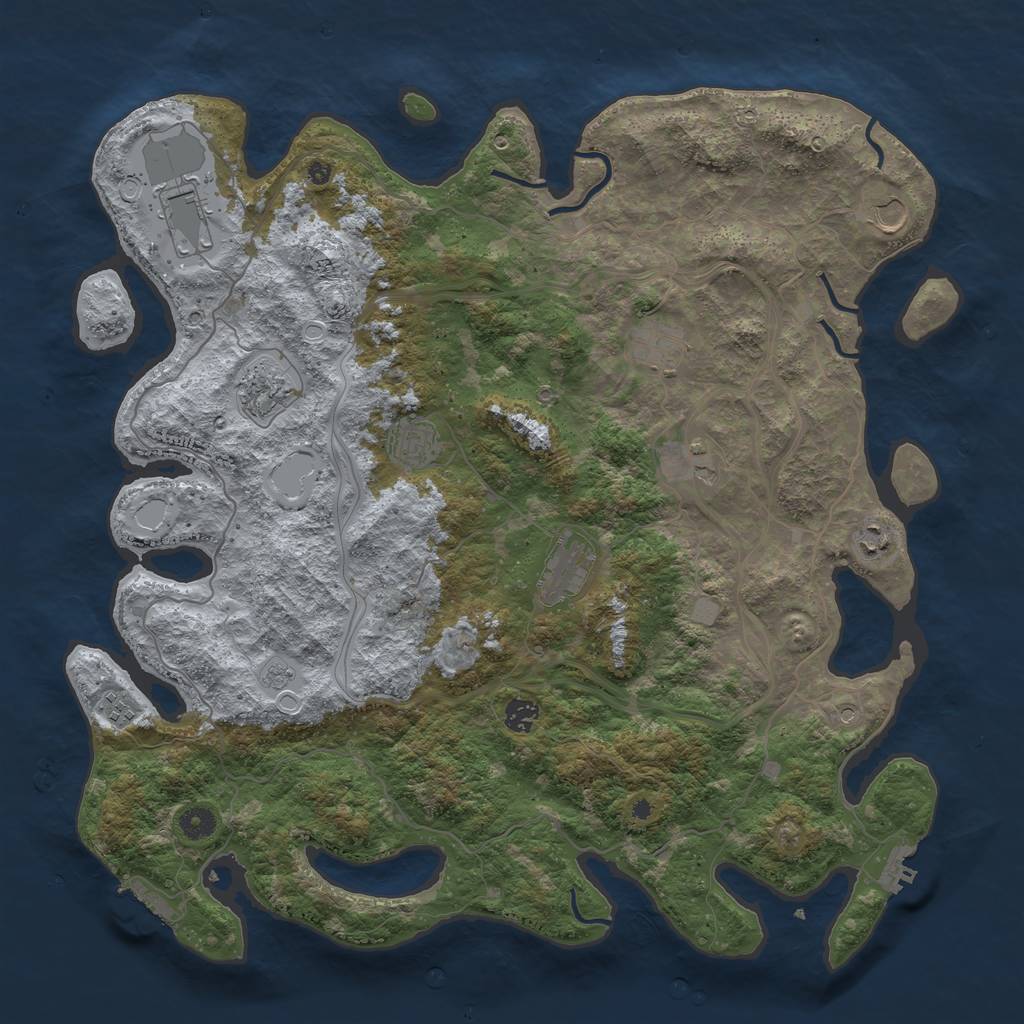 Rust Map: Procedural Map, Size: 4500, Seed: 207748543, 17 Monuments