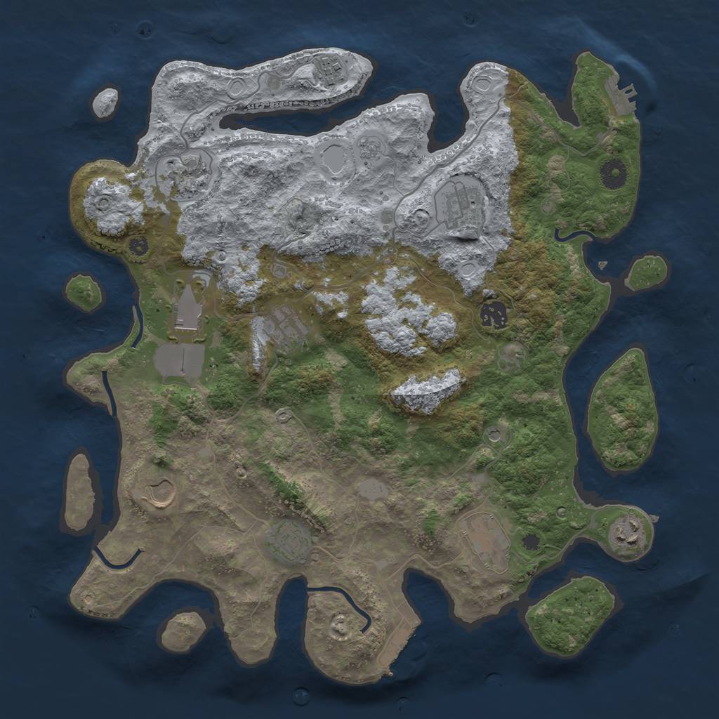 Rust Map: Procedural Map, Size: 3800, Seed: 92945124, 17 Monuments