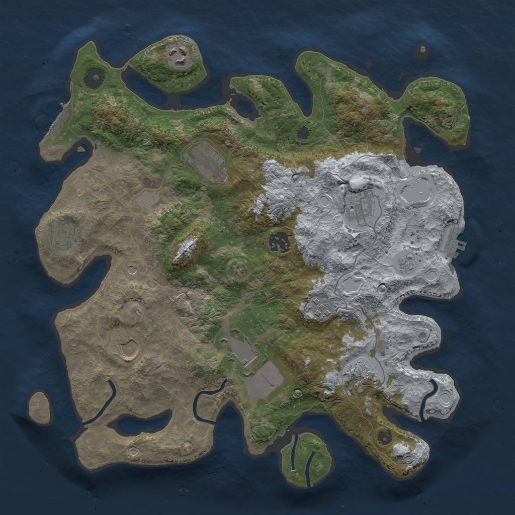 Rust Map: Procedural Map, Size: 3600, Seed: 13838, 16 Monuments