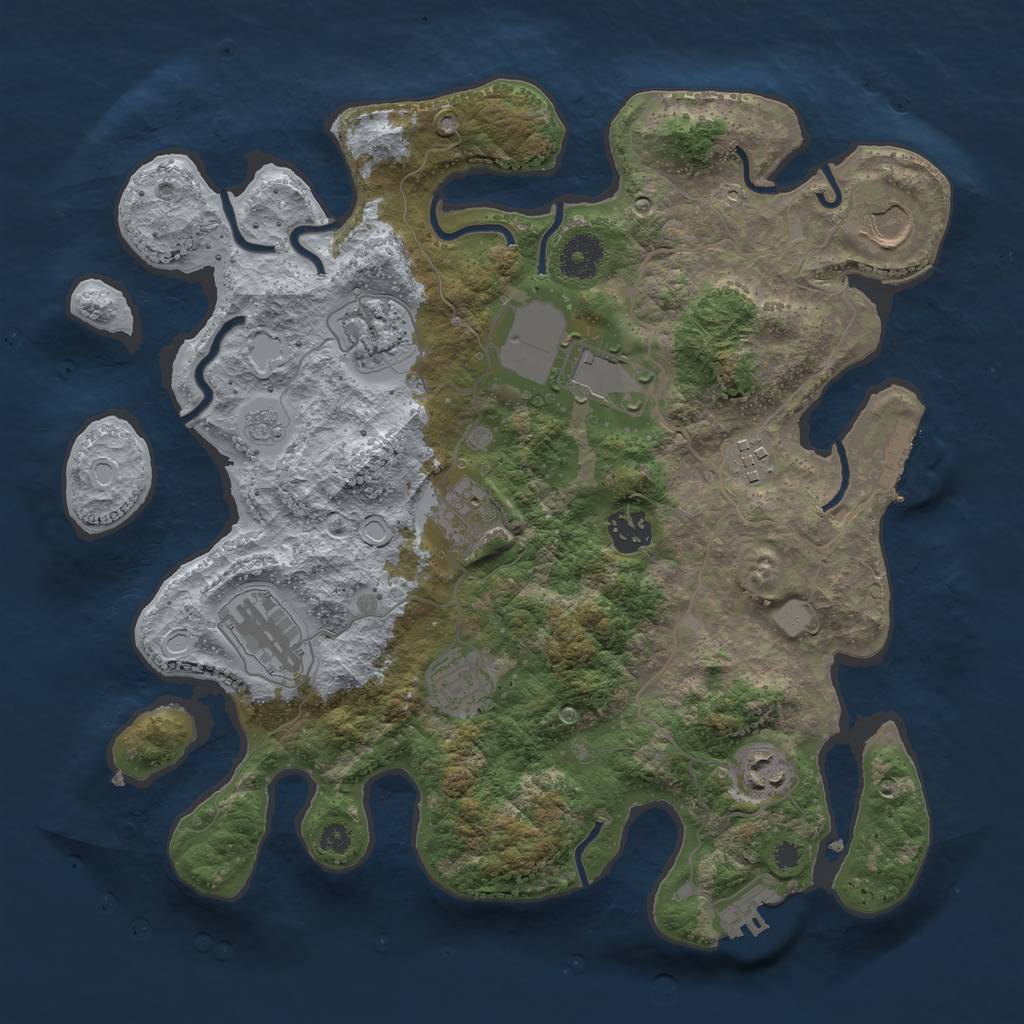 Rust Map: Procedural Map, Size: 3500, Seed: 32012, 15 Monuments