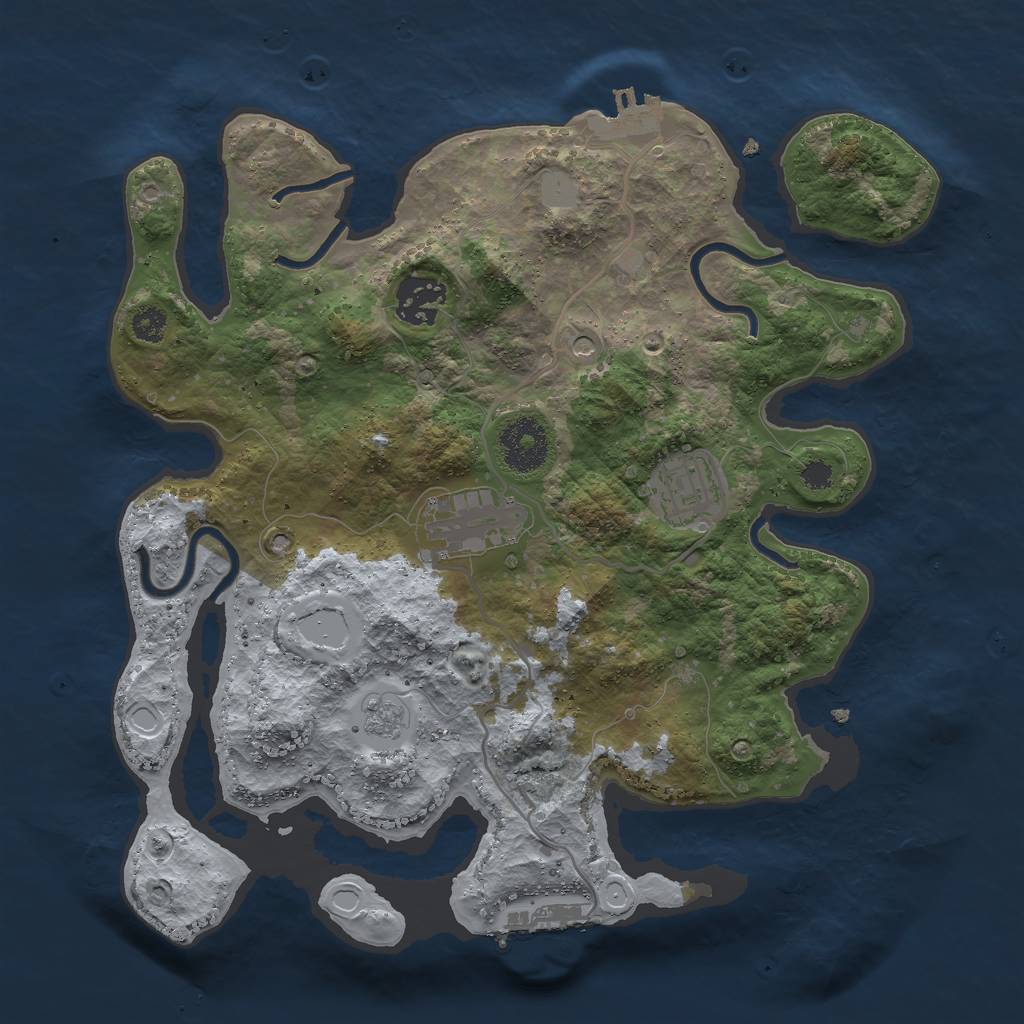 Rust Map: Procedural Map, Size: 3000, Seed: 883881506, 10 Monuments