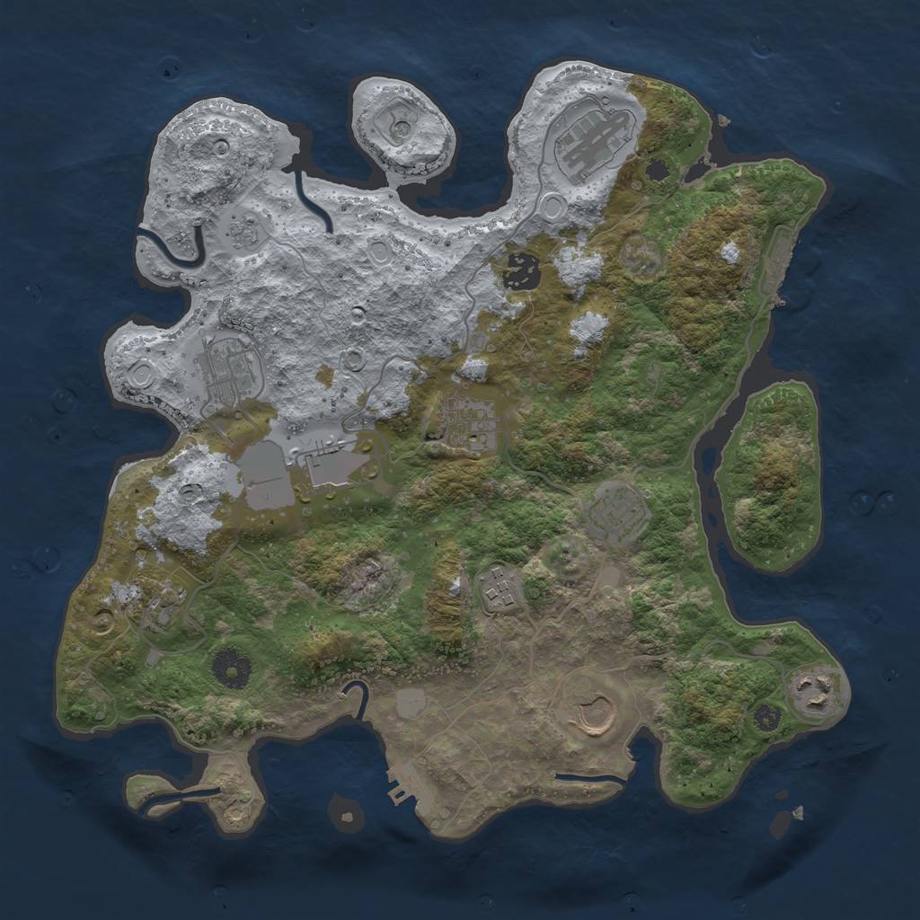 Rust Map: Procedural Map, Size: 3500, Seed: 1097872538, 17 Monuments