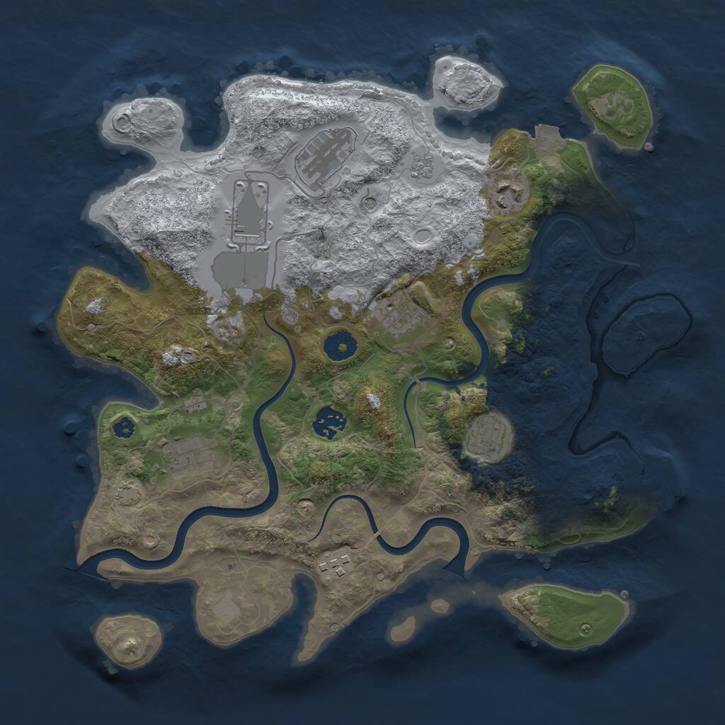 Rust Map: Procedural Map, Size: 3500, Seed: 1758985757, 13 Monuments