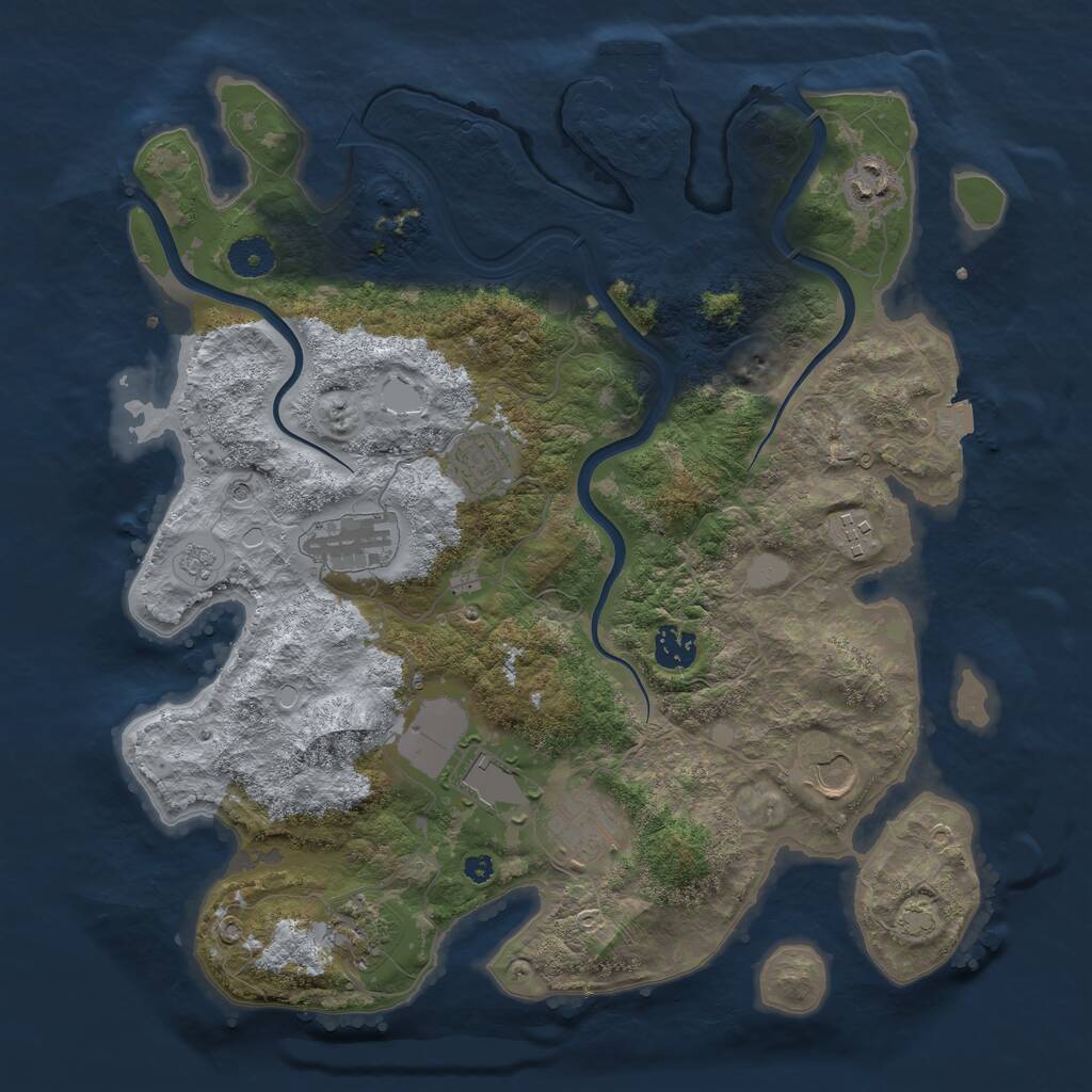 Rust Map: Procedural Map, Size: 3750, Seed: 666777123, 14 Monuments