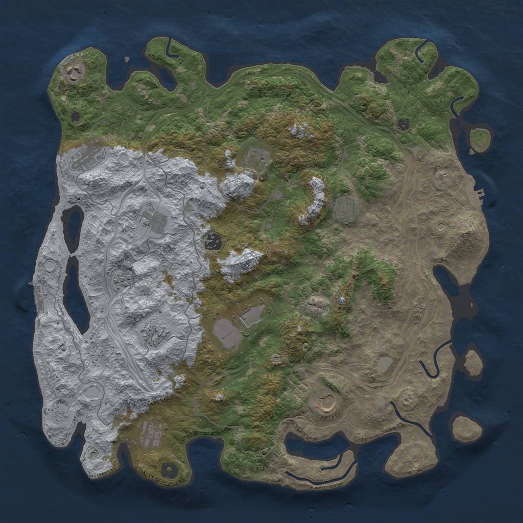 Rust Map: Procedural Map, Size: 4500, Seed: 1529072489, 18 Monuments