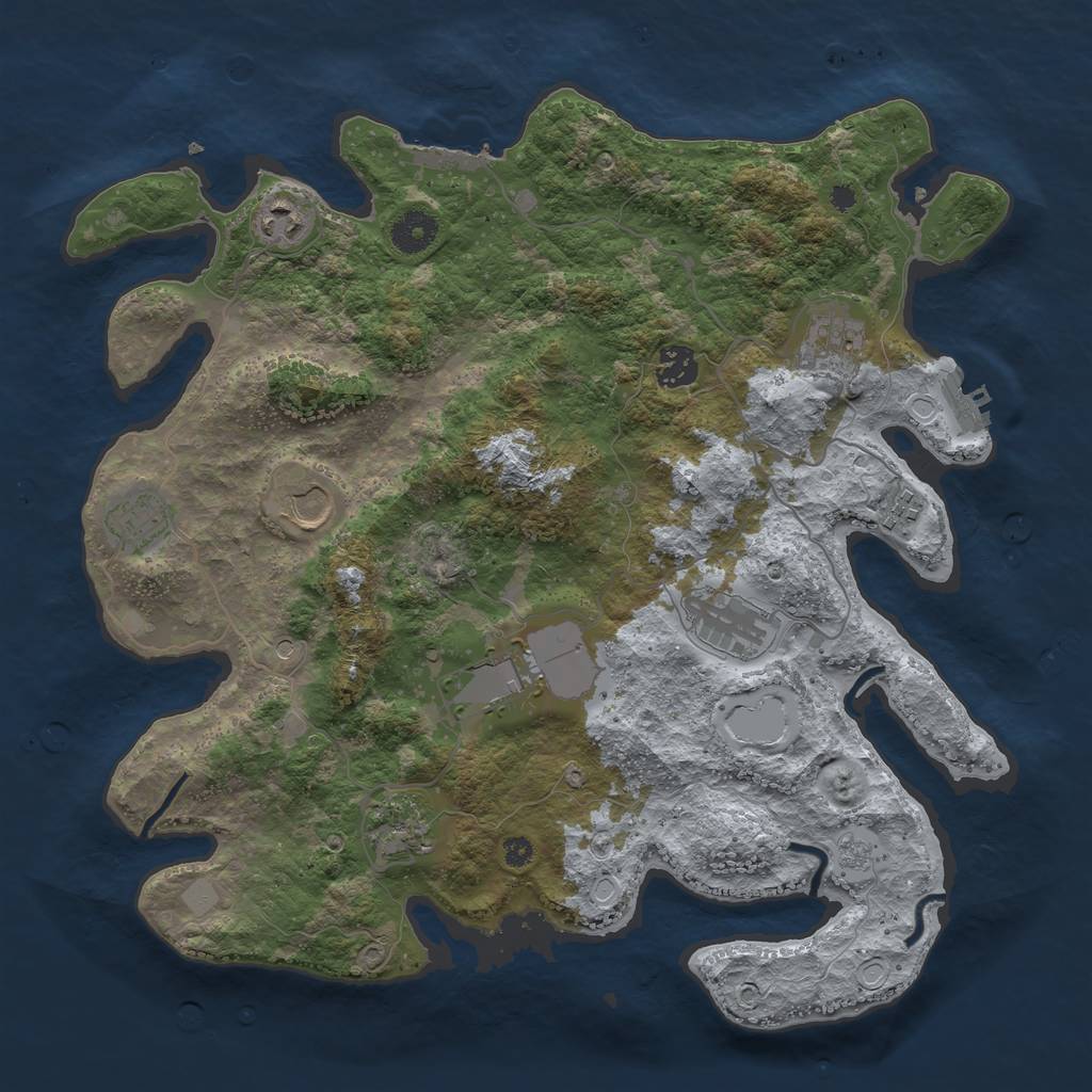 Rust Map: Procedural Map, Size: 3750, Seed: 1011365019, 16 Monuments