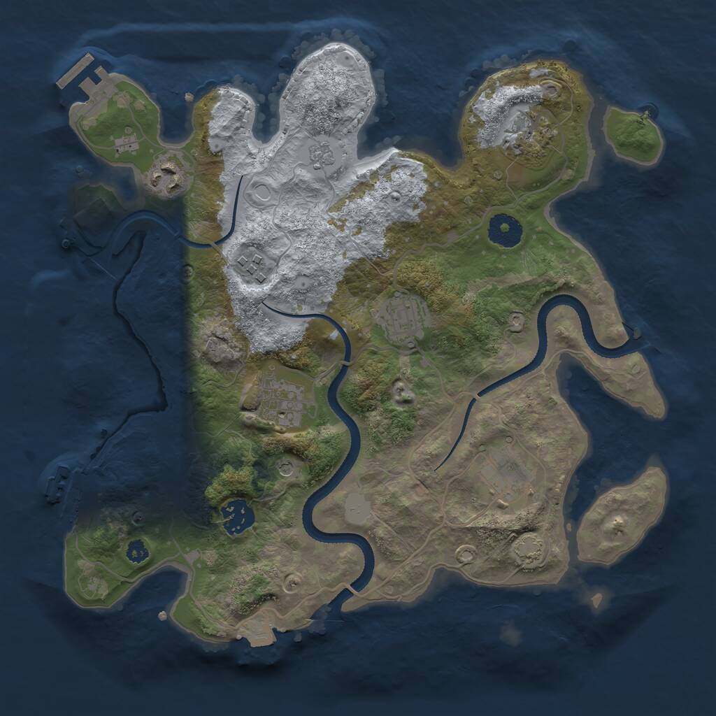 Rust Map: Procedural Map, Size: 3200, Seed: 1105740233, 13 Monuments