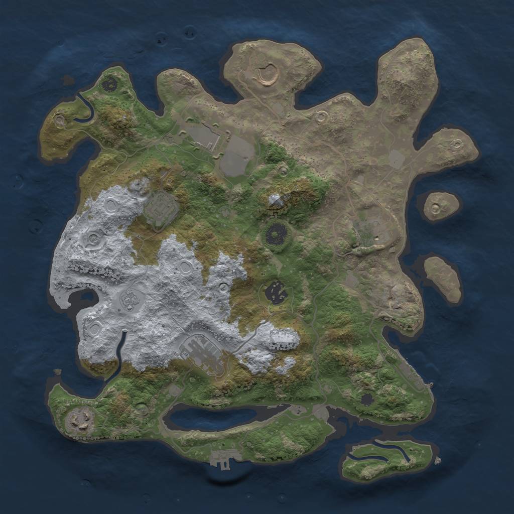 Rust Map: Procedural Map, Size: 3500, Seed: 3995449, 14 Monuments